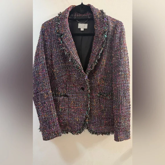 ✨ PURE Collection Multi Tweed Gold Lurex Blazer UK14 US8/10 ✨ - Picture 2 of 14